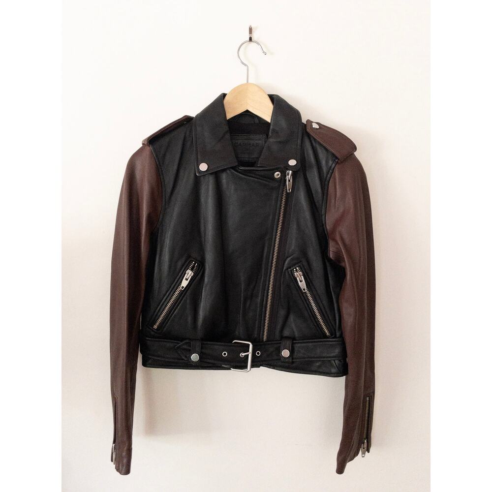 Carmar Two Tone Leather Moto Biker Jacket Women's Size 36 US Size 6